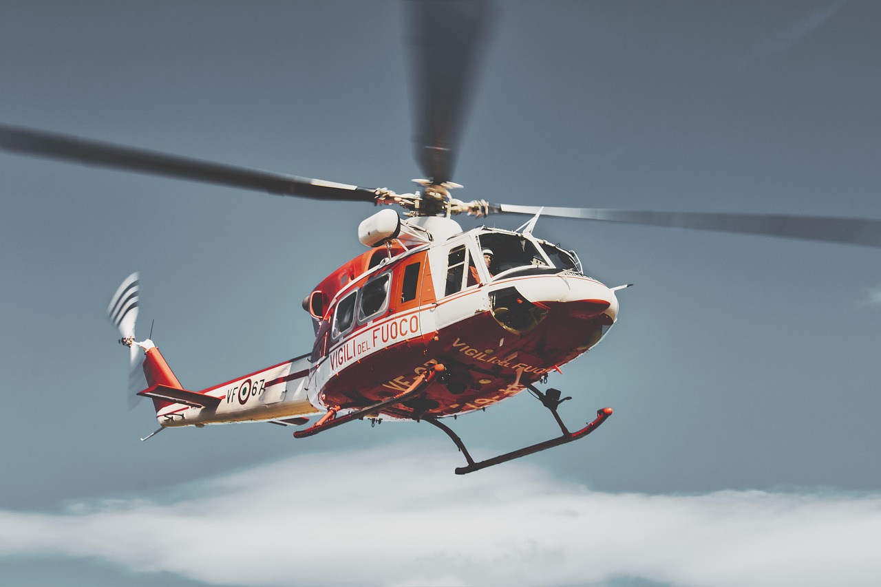 Helicopter over Medellin skyline
